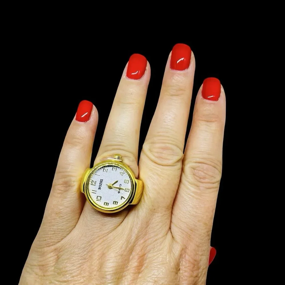 BOZHI Ring Watch Gold Design With Crystals New
